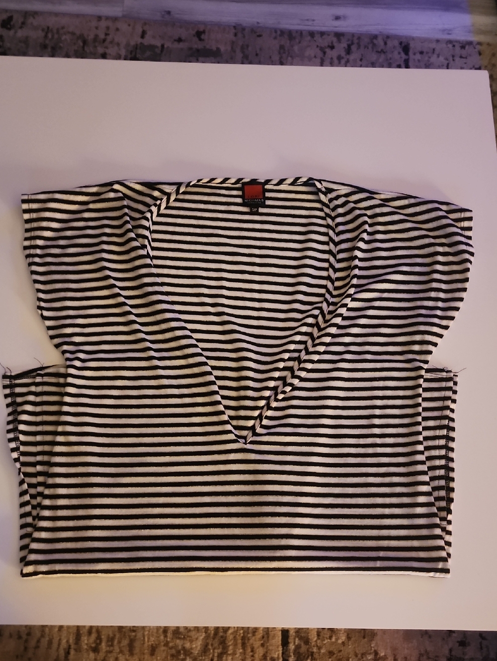 Striped V-Neck Tee - Black & White Long Shirt